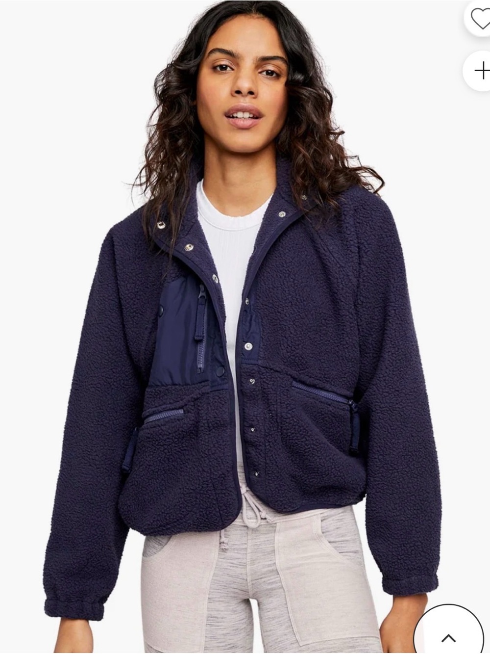 Free People Navy Teddy Jacket